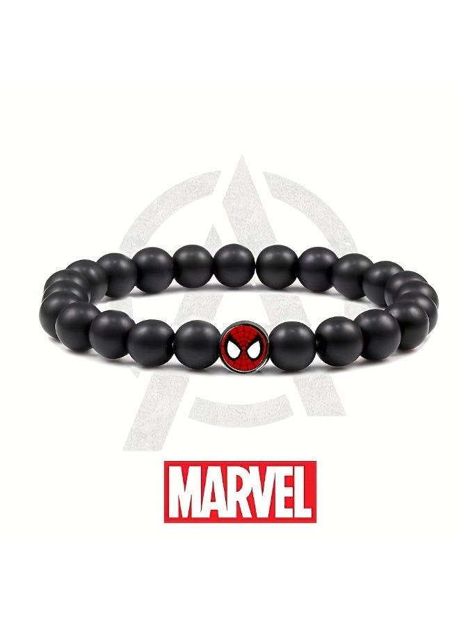Marvel Shaped Beaded Bracelet, Volcanic Stone + Tiger's Eye, Adjustable, Unisex, High Quality, Comfortable, Durable, Suitable for Casual Attire or as a Gift. - Image 2